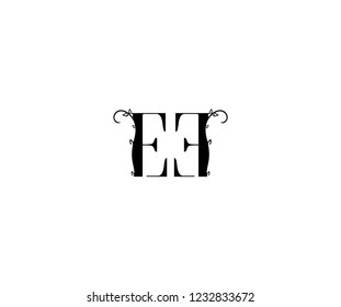 Initial EE Letter Linked Organic Flourishes Monogram Logotype