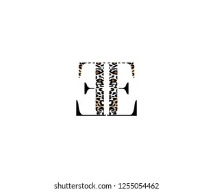 Initial EE Letter with Luxury Leopard Pattern Logotype