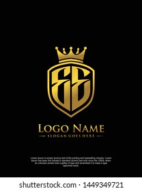 initial EE letter with shield style logo template vector