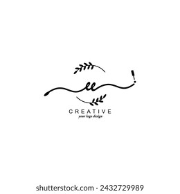 Initial EE logo handwriting botanical branding typography