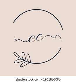Initial EE logo Handwriting floral and botanical vector