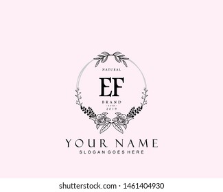 Initial EF beauty monogram and elegant logo design, handwriting logo of initial signature, wedding, fashion, floral and botanical with creative template.