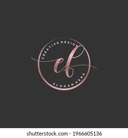 Initial EF beauty monogram and elegant logo design, handwriting logo of initial signature, wedding, fashion, floral and botanical with creative template.