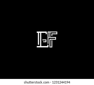 Initial EF Letter Linked Linear Outline White Monogram Modern Logotype