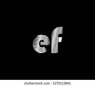 initial EF letter typography stripes wave  flag effect monogram letter logotype