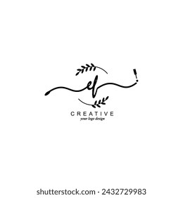 Initial EF logo handwriting botanical branding typography