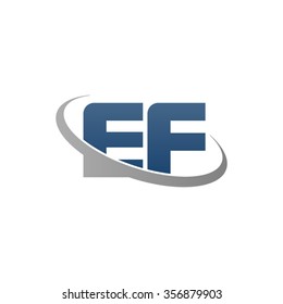 initial EF swoosh ring company logo blue gray