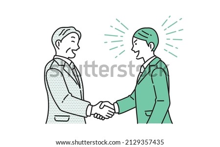 Initial effect: Illustration of a business person shaking hands with a good first impression