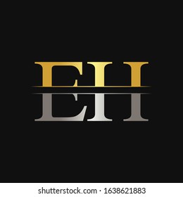 Initial EH Letter Logo With Creative Modern Calligraphy Vector Template. Creative Abstract Letter EH Logo Design