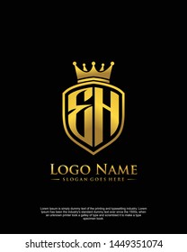 initial EH letter with shield style logo template vector