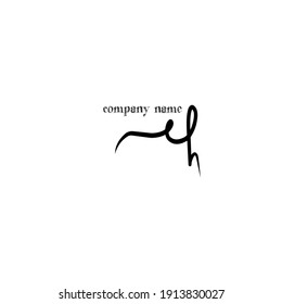 Initial eh logo handwriting vector