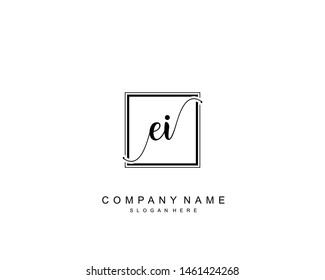 Initial EI beauty monogram and elegant logo design, handwriting logo of initial signature, wedding, fashion, floral and botanical with creative template.