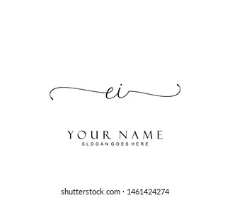 Initial EI beauty monogram and elegant logo design, handwriting logo of initial signature, wedding, fashion, floral and botanical with creative template.