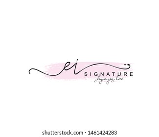 Initial EI beauty monogram and elegant logo design, handwriting logo of initial signature, wedding, fashion, floral and botanical with creative template.