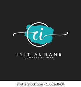 Initial EI beauty monogram and elegant logo design, handwriting logo of initial signature, wedding, fashion, floral and botanical with creative template.