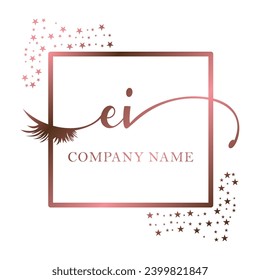 Initial EI calligraphy company eye and eyelash handwriting