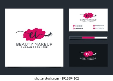 Initial EI Feminine logo collections and business card template.
