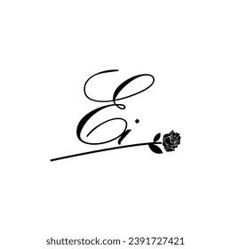 Initial EI handwriting flower typography ornament modern