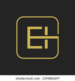 Initial EI Letters Square Shape Icon Logo Design.