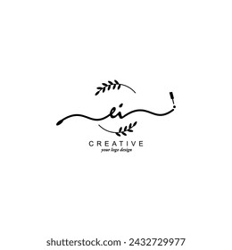 Initial EI logo handwriting botanical branding typography