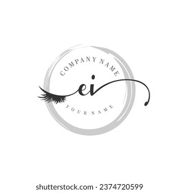 Initial EI monogram eye and eyelash handwriting