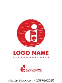 Initial EI negative space logo with circle template