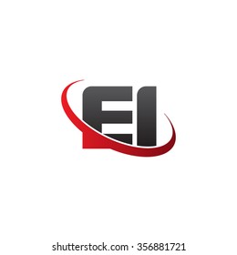 initial EI swoosh ring company logo red black
