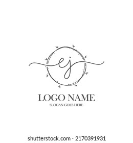 Initial EJ beauty monogram and elegant logo design, handwriting logo of initial signature, wedding, fashion, floral and botanical with creative template.