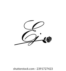 Initial EJ handwriting flower typography ornament modern