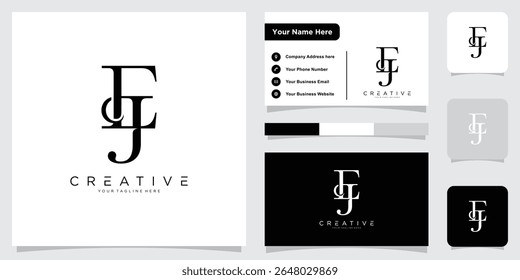 Vetor de design de logotipo de letra EJ ou JE inicial com design de cartão de visita