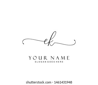 Initial EK beauty monogram and elegant logo design, handwriting logo of initial signature, wedding, fashion, floral and botanical with creative template.