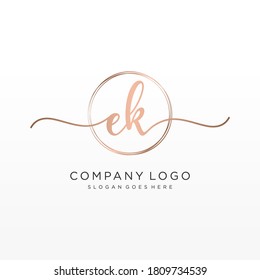 Initial EK beauty monogram and elegant logo design, handwriting logo of initial signature, wedding, fashion, floral and botanical with creative template.