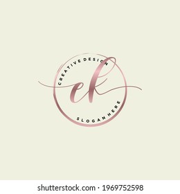 Initial EK beauty monogram and elegant logo design, handwriting logo of initial signature, wedding, fashion, floral and botanical with creative template.