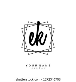 Initial EK handwriting logo vector