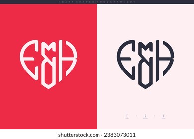 initial EK letters with red heart and love logo flat icon monogram concept
