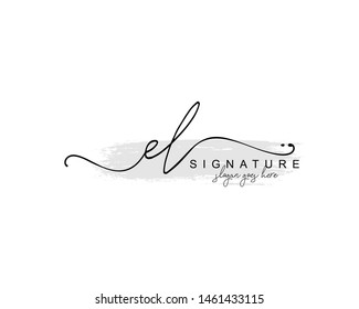 Monograma inicial de belleza EL y diseño elegante del logo, logo de escritura a mano de firma inicial, boda, moda, floral y botánica con plantilla creativa.