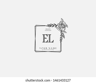 Initial EL beauty monogram and elegant logo design, handwriting logo of initial signature, wedding, fashion, floral and botanical with creative template.