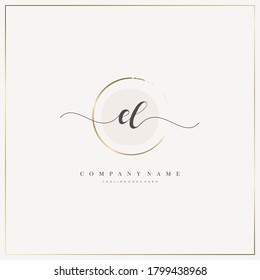 La letra inicial EL logotipo de escritura a mano modelo de plantilla dibujado a mano vector, logotipo para belleza, cosméticos, bodas, moda y negocios y otros