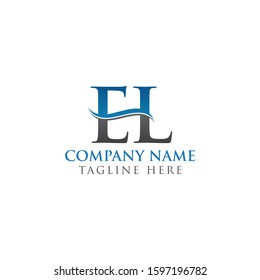 Initial EL Letter Linked Logo Business Vector Template. Water Wave EL Logo Design
