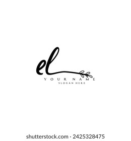 Initial EL logo handwriting floral typography ornament