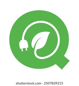 Initial electric leaf  Logo combine with letter Q vector template