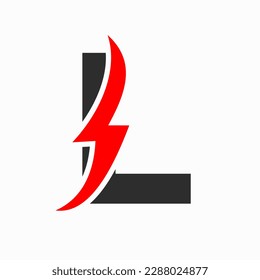 Initial Electric Logo on Letter L Concept With Power Icon, Volt Thunder Symbol