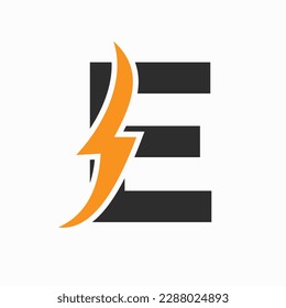 Initial Electric Logo on Letter E Concept With Power Icon, Volt Thunder Symbol
