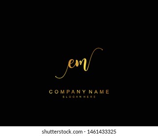 Initial EM beauty monogram and elegant logo design, handwriting logo of initial signature, wedding, fashion, floral and botanical with creative template.