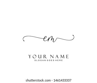 Initial EM beauty monogram and elegant logo design, handwriting logo of initial signature, wedding, fashion, floral and botanical with creative template.