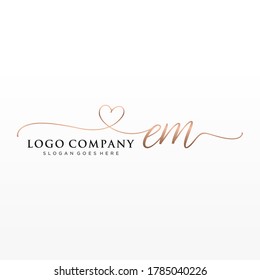 Initial EM beauty monogram and elegant logo design, handwriting logo of initial signature, wedding, fashion, floral and botanical with creative template.