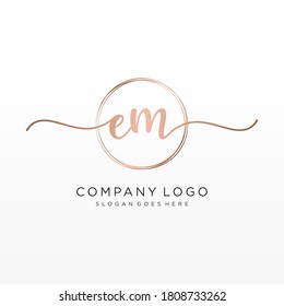 Initial EM beauty monogram and elegant logo design, handwriting logo of initial signature, wedding, fashion, floral and botanical with creative template.