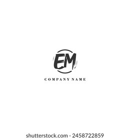 Initial EM brush logo company trend identity