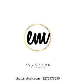 Initial EM handwriting logo vector