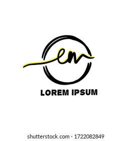 initial em handwriting logo vector